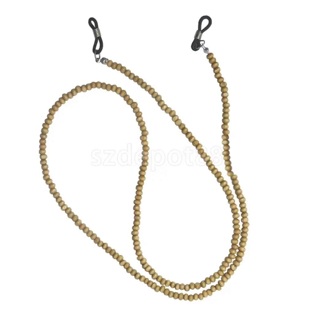 Beaded Eyeglass Spectacles Chain Sunglasses Holder Glasses Necklace Cord String Lanyard NATURAL WOOD