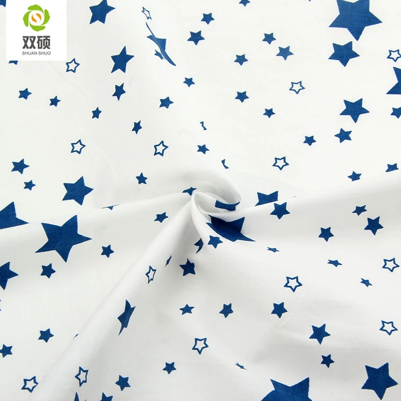 Shuanshu Twill Cotton Fabric Patchwork Cartoon Bule Tissue Cloth DIY Sewing Quilting Fat Quarters Material For Children 5pcs/lot