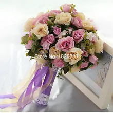 Реальные изображения искусственная Роза Букет красивые аксессуары для свадьбы свадебный букет de Mariage