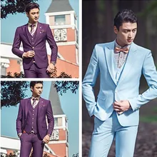Стильный мужской костюм светильник синий фиолетовый свадебные Мужские костюмы Жених Смокинги на заказ куртка+ брюки+ жилет