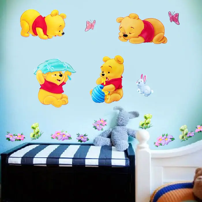 Baby Winnie The Pooh Nursery Wall Stickers Children Kids Bedroom Decor