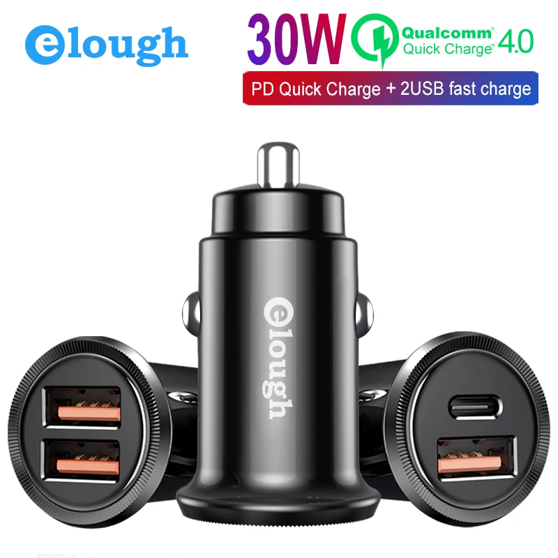 Elough 30 W سريعة تهمة 3.0 USB سيارة الهاتف شاحن آيفون سامسونج Xiaomi هواوي البسيطة USB نوع C PD المحمول سريع شاحن سيارة Elough 30 W سريعة تهمة 3.0 USB سيارة الهاتف شاحن آيفون سامسونج Xiaomi هواوي البسيطة USB نوع C PD المحمول سريع شاحن سيارة