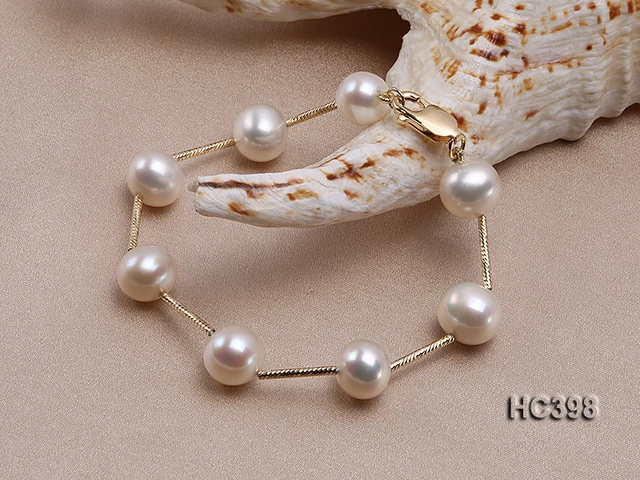 14k Gold 9-10mm White Near Round FW Cultured Pearl Bracelet - Walmart.com