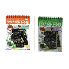 2 шт скретч Примечание черный картон творческий DIY Рисование эскиз Примечания для детей игрушки тетради школьные принадлежности(оранжевый/зеленый