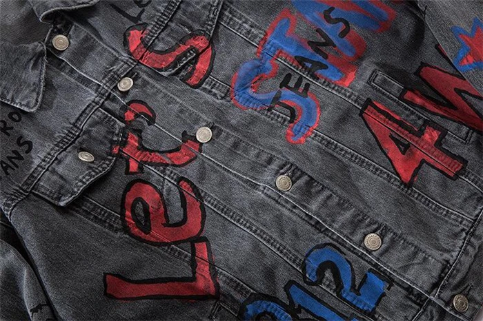Новинка, джинсы с рисунком «граффити», Мужская модная джинсовая куртка, хип-хоп куртки, свободная уличная одежда, ковбойская одежда