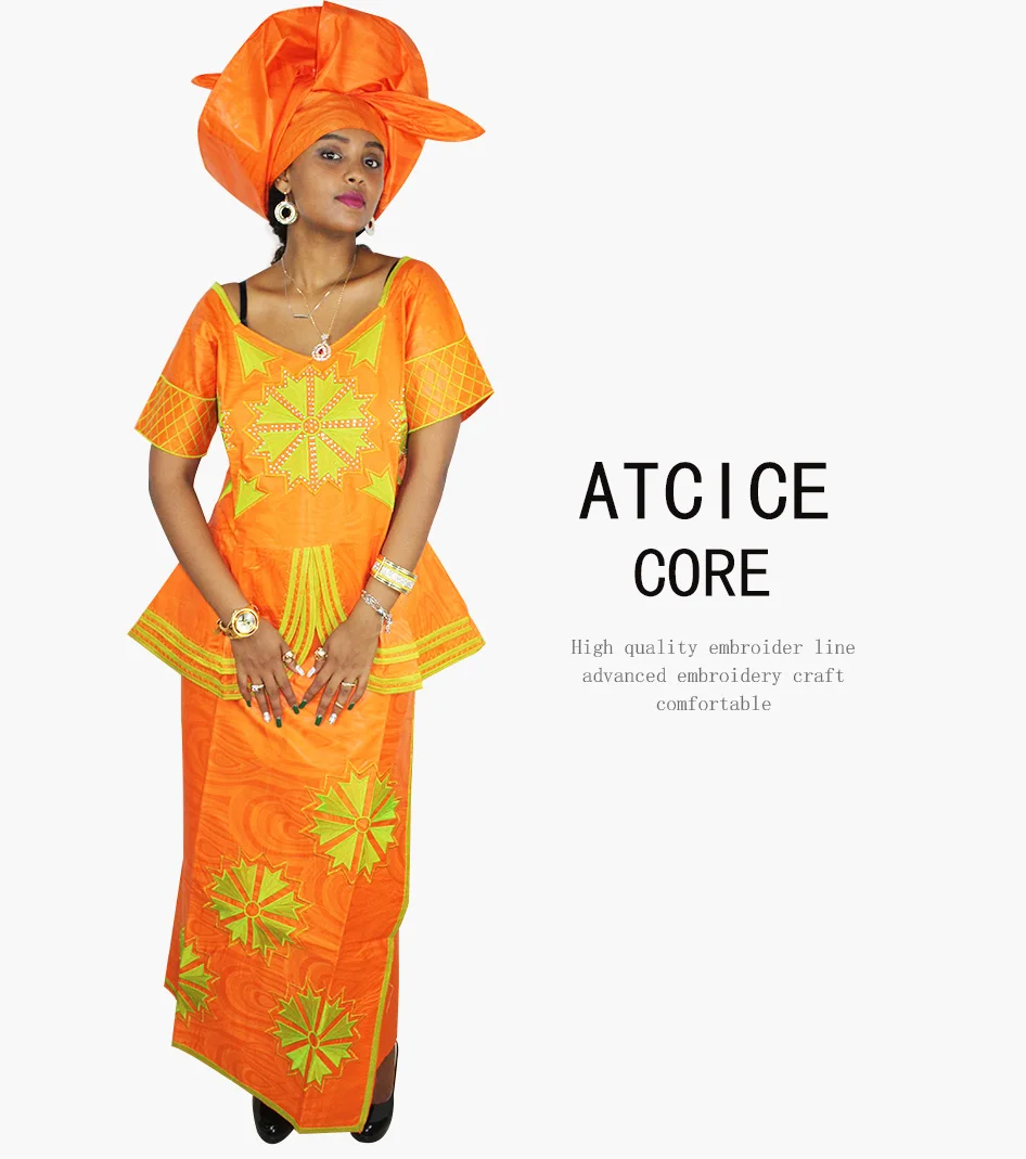 Африканские платья для женщин традиционный Африканский Базен RICHE вышивка короткий раппер с шарфом