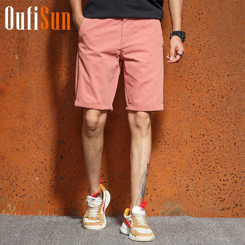 Oufisun Новое поступление Летние повседневные хлопковые шорты для мужчин длиной до колен Модные Wahsed английские Стильные шорты Мужская брендовая одежда