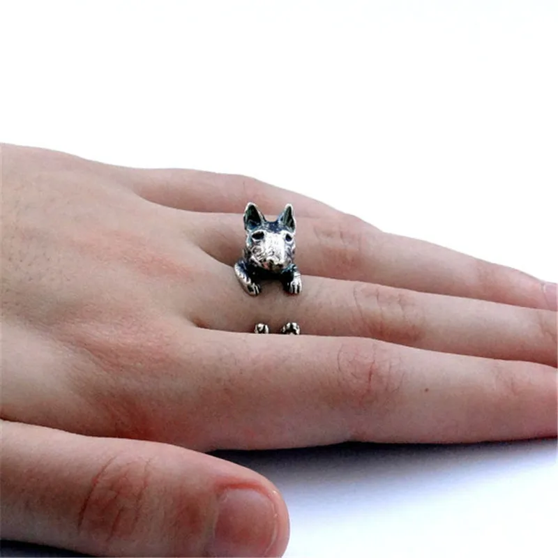 Vintage Bull Terrier Ring High Quality Brand Designer Sculpted Resting
