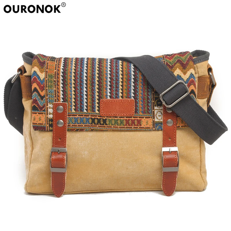 

Women Vintage Chinese Style Ethnic Canvas Handmade Bag Geometric Design Ladies Shoulder Bag Female Casual Embroidery Handbags