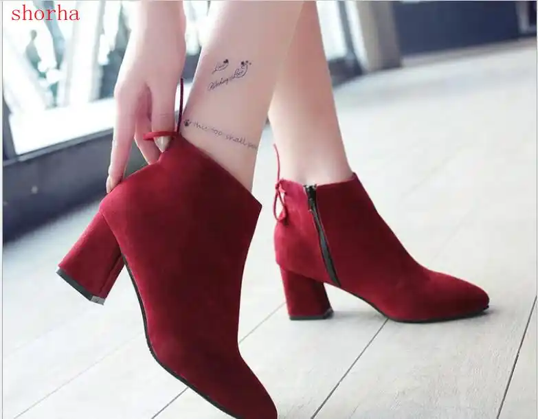 red shoes chunky heel