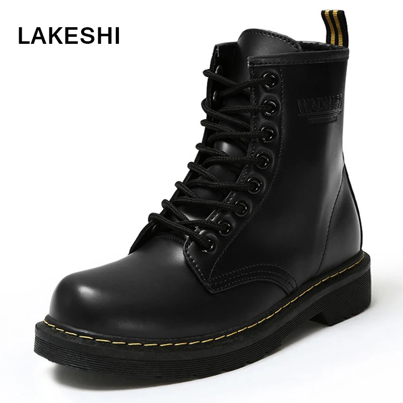

LAKESHI 2018 New Women Boots Lace Up Ankle Boots Winter Fur Women Ankle Boots Brand Motorcycle boots Women Shoes plus size 42