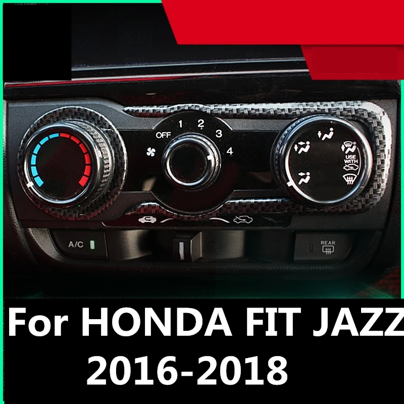 

For HONDA FIT JAZZ 2016-2018 ABS Chrome Air Conditioning Button Knob Ring Cover matte Interior decoration Auto Accessories