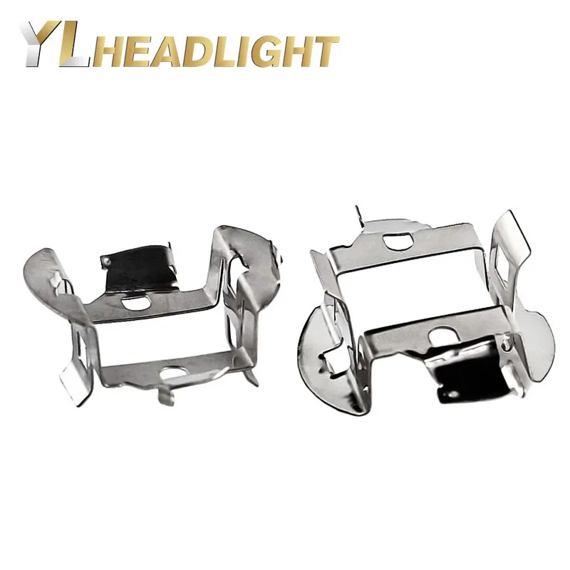 YLHeadlight 1 Pair Car H7 HID Xenon Lamp Bulb Adapter Holders Base Fit for VW BMW Audi Mercedes Bora Silver Metal - Цена: 