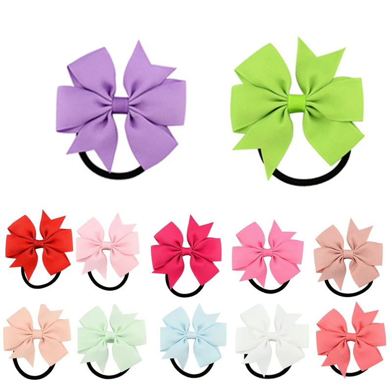 

New Cute Girls Light Color Small Flower Rubber Bands Children Safe Elastic Kids Hair Accessories Headband Pink/White/Black