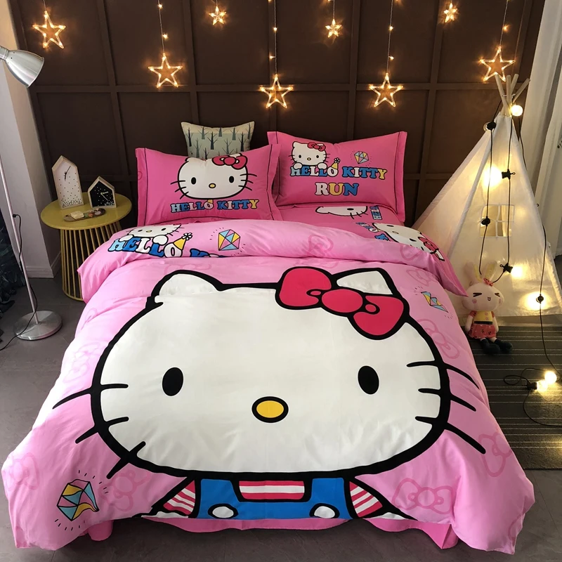 Милый рисунок «hello kitty». Домашний текстиль новинка хлопок мультфильм grinding Mao. Подходит для детей, постельное покрывало. Постельное белье set.1.5/1,8/2,0