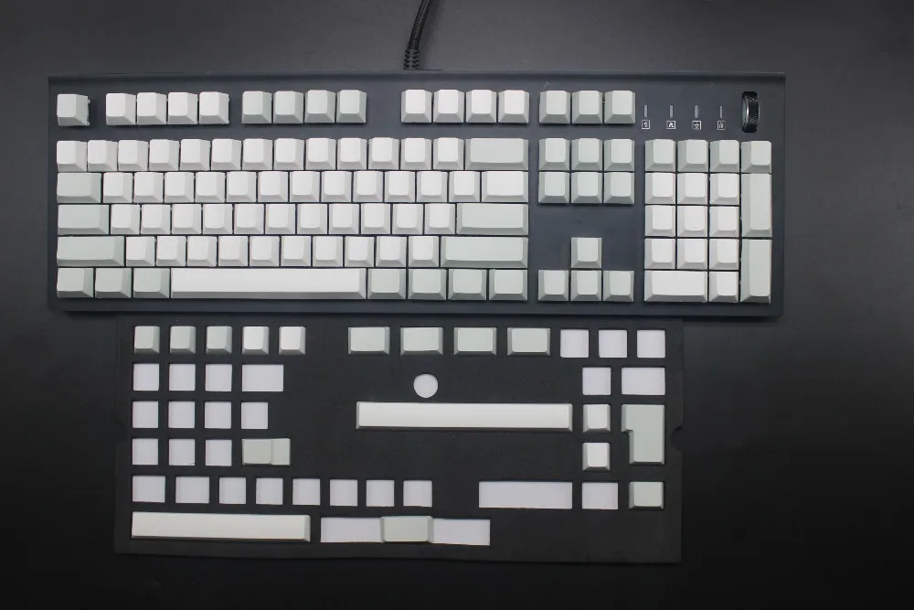 White Gray Mixed Cherry Profile 121 Key ANSI ISO Smooth