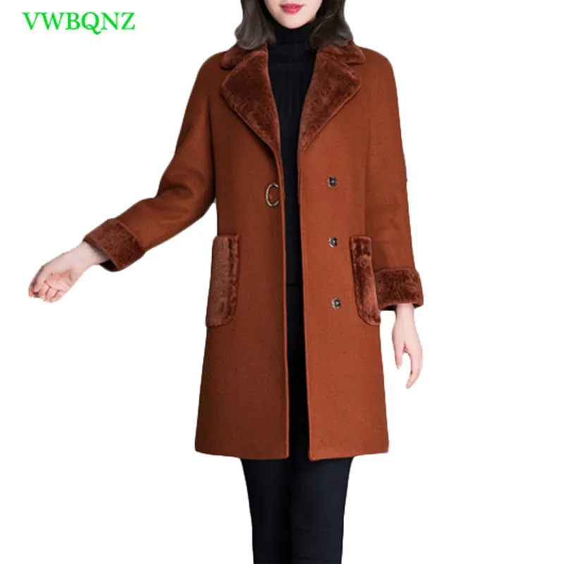 

High Quality Woman Korean Wool Coat Winter Jacket Elegant Women Slim Long Woolen Coats Female Cardigan Jackets Coats Camel A730