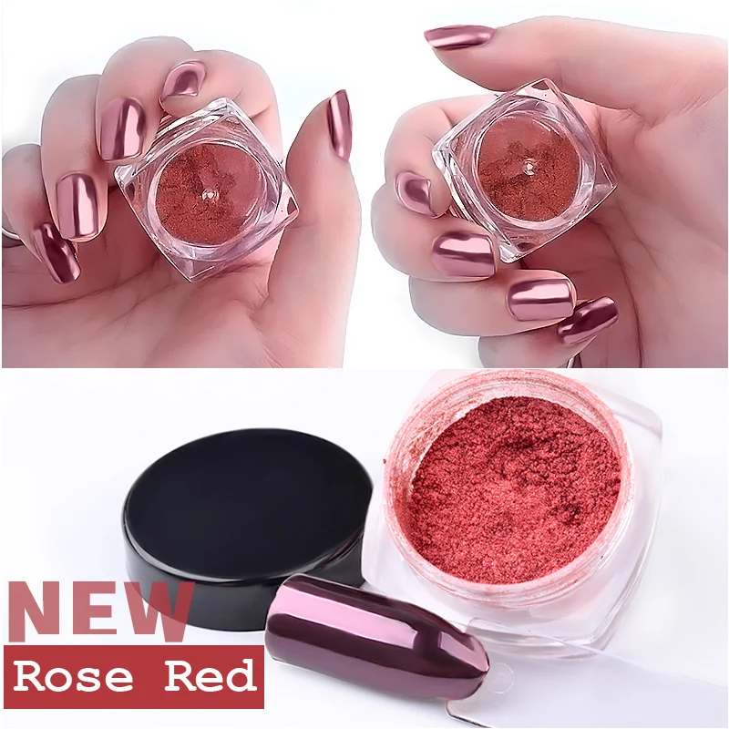

Hot 2g/box Rose Gold Magic Mirror Powders Nail Art Glitters Dust Shinning Nail Pigments Manicure Tools Nails Art Decorations