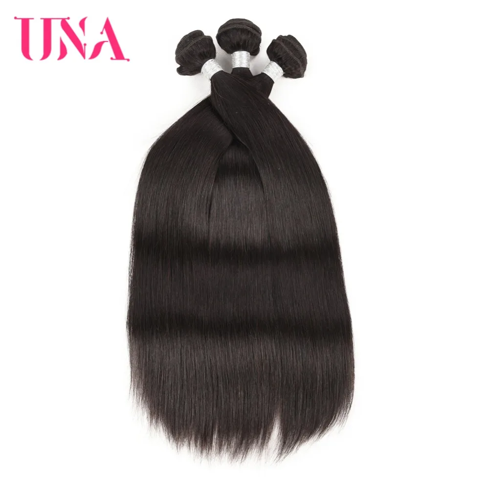 UNA Human Hair Bundles 1/3/4 Piece Pack Straight Hair Remy Brazilian Natural Hair Weft Human Hair Weave Bundles 8-26 Inches