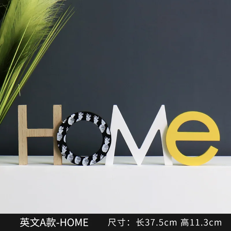 Скандинавские креативные деревянные буквы украшения для дома Гостиная ТВ шкаф декоративное окно дисплей буквы Ремесла настенные подвесные - Цвет: Home 1