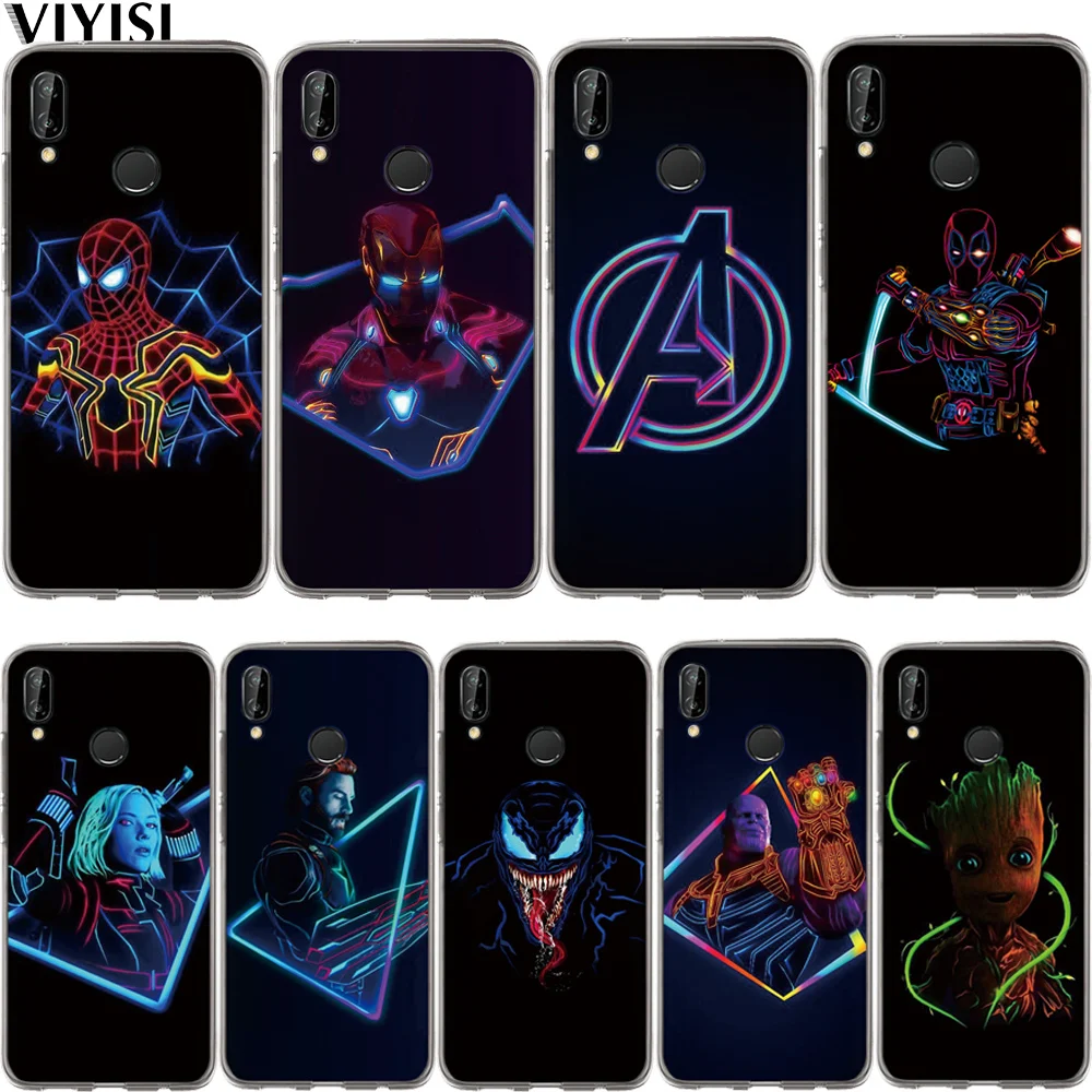 

Luxury Marvel Avengers Deadpool Spider-Man Phone Case Etui For Huawei P30 Pro P20 Lite Case Mate 20 lite Pro 9 10 P10 Lite Coque