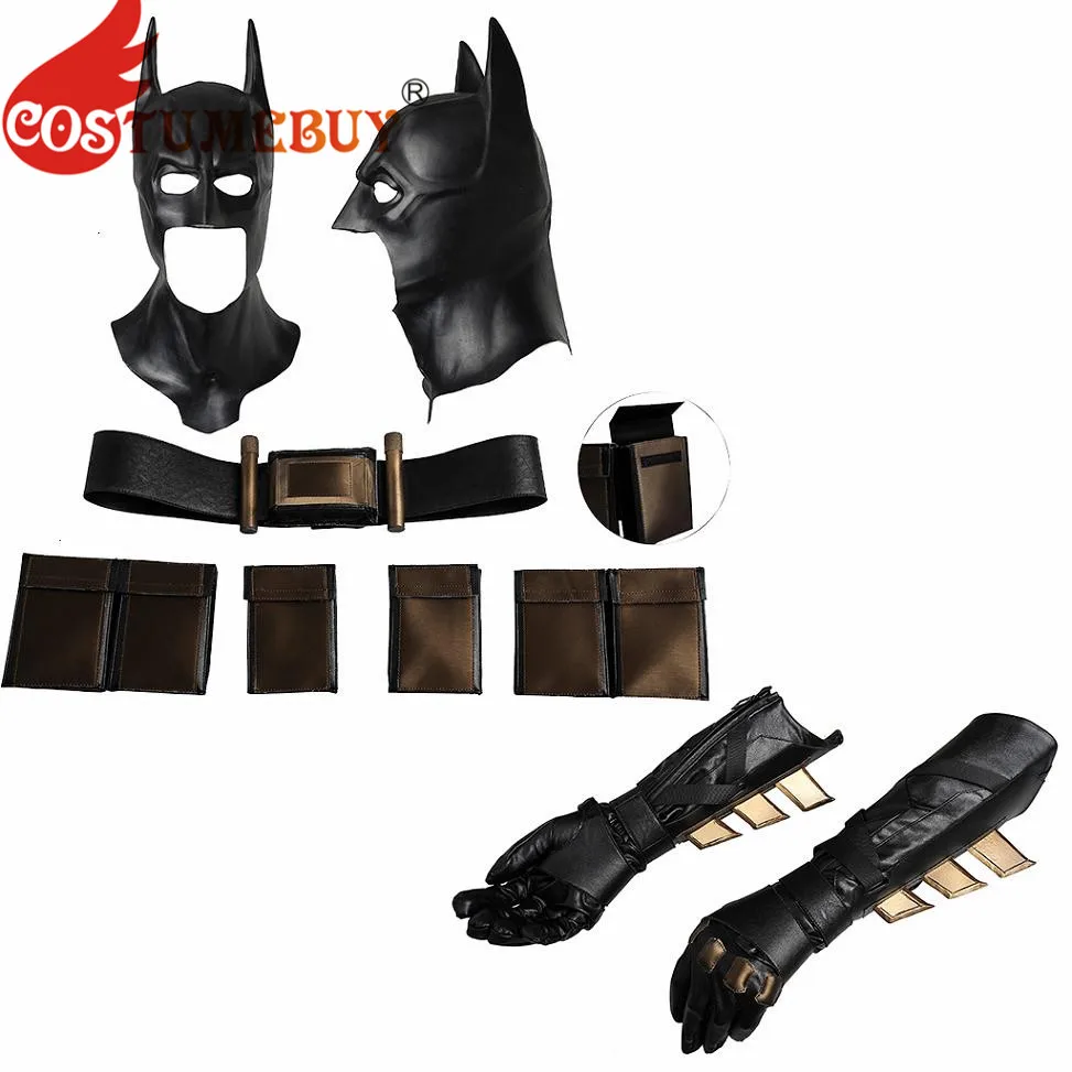 

CostumeBuy Batman Cosplay Superhero cosplay Batman Mask Belt Fancy leather Cloak Cape cosplay Justice League Batman Accessories