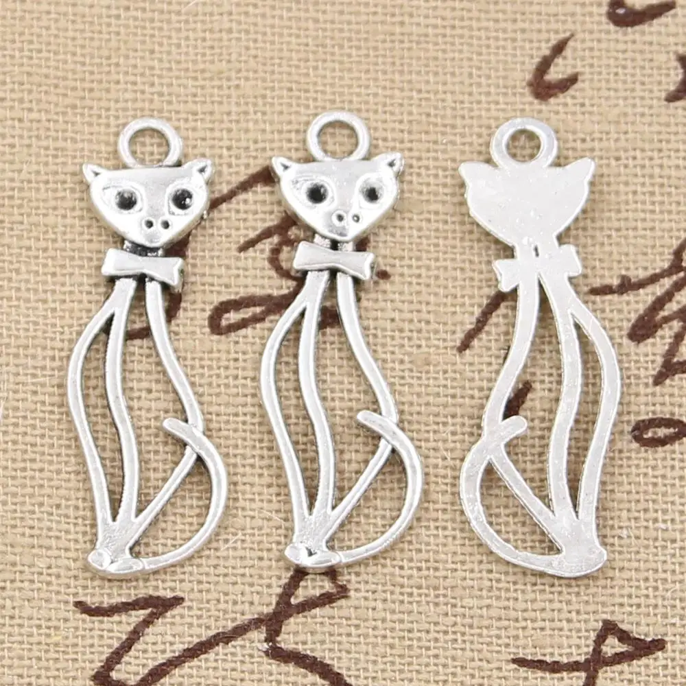 

25pcs Charms hollow cat 34x11mm handmade Craft pendant making fit,Vintage Tibetan Silver,DIY for bracelet necklace