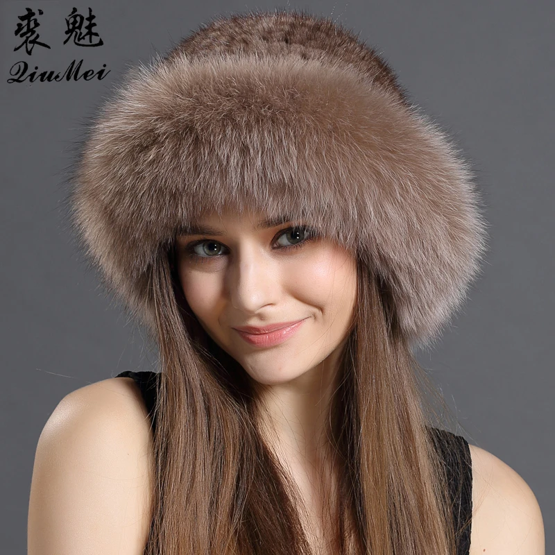 Real Fur Hat Winter For Women S Caps Natural Mink Fur With Fox Fur Hat Luxury Brand New Solid Russian Sun Knitting Buckets Hats Mink Cap Mink Fur Coats Womenmink Pillow Aliexpress