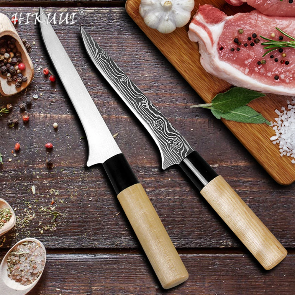 Boning Knives Damascus Laser Pattern 3Cr13Mov Steel Utility Japanese Chef Knife Micarta Handle Professional Kitchen Knife