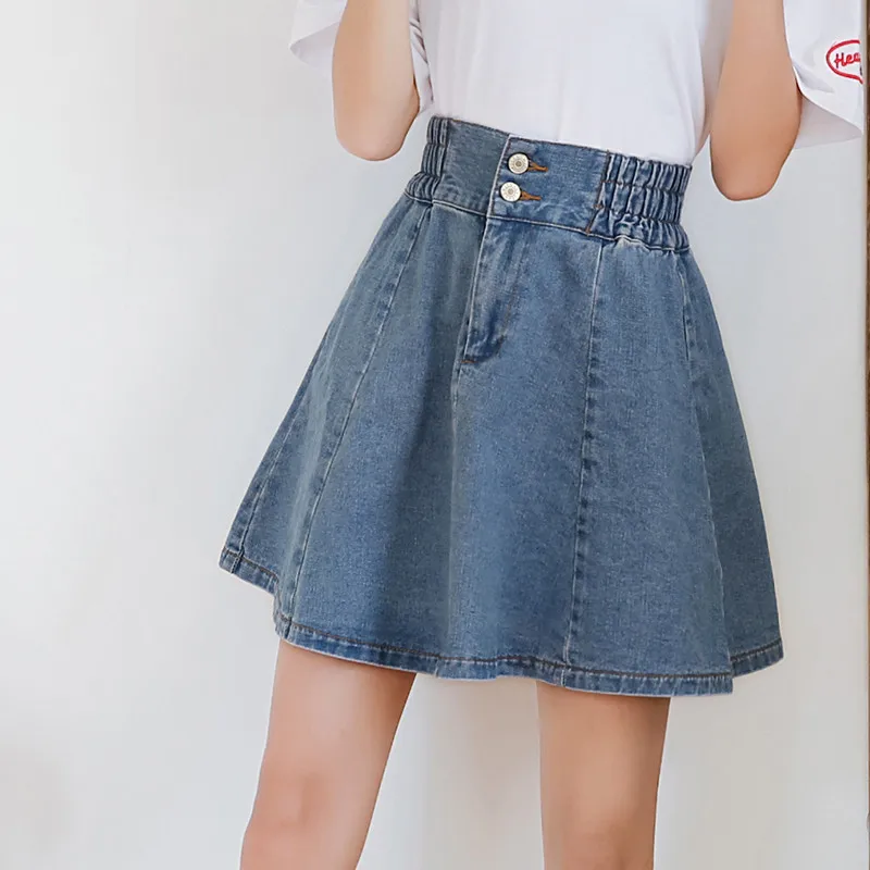 

High Waist Mini Saias Denim Skirts Women 2018 Summer Streetwear Faldas A-line Loose Jupe New Personality jeans skirt ZY2459