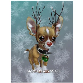 

Needlework DIY 5D Diamond Painting Cross Stitch Kits"Chihuahua pet Dog" Full Square mosaic Drill Embroidery Home Decor YG373