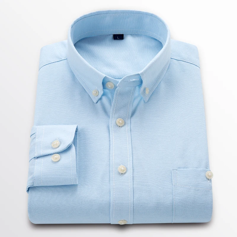 En Ligne 2018 de Haute Qualité Marque Casual Oxford Chemise Hommes D été Solide Mince Occasionnel Entreprise Sociale Chemise À Manches Longues Hommes Chemise Homme
