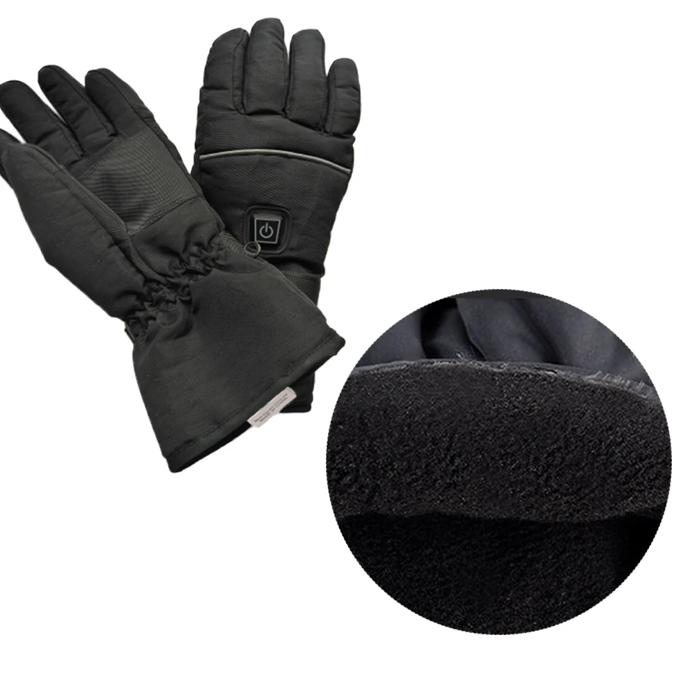 Новинка, водонепроницаемые перчатки с подогревом на батарейках для мотоцикла, охоты, катания на лыжах, зимние теплые черные перчатки унисекс