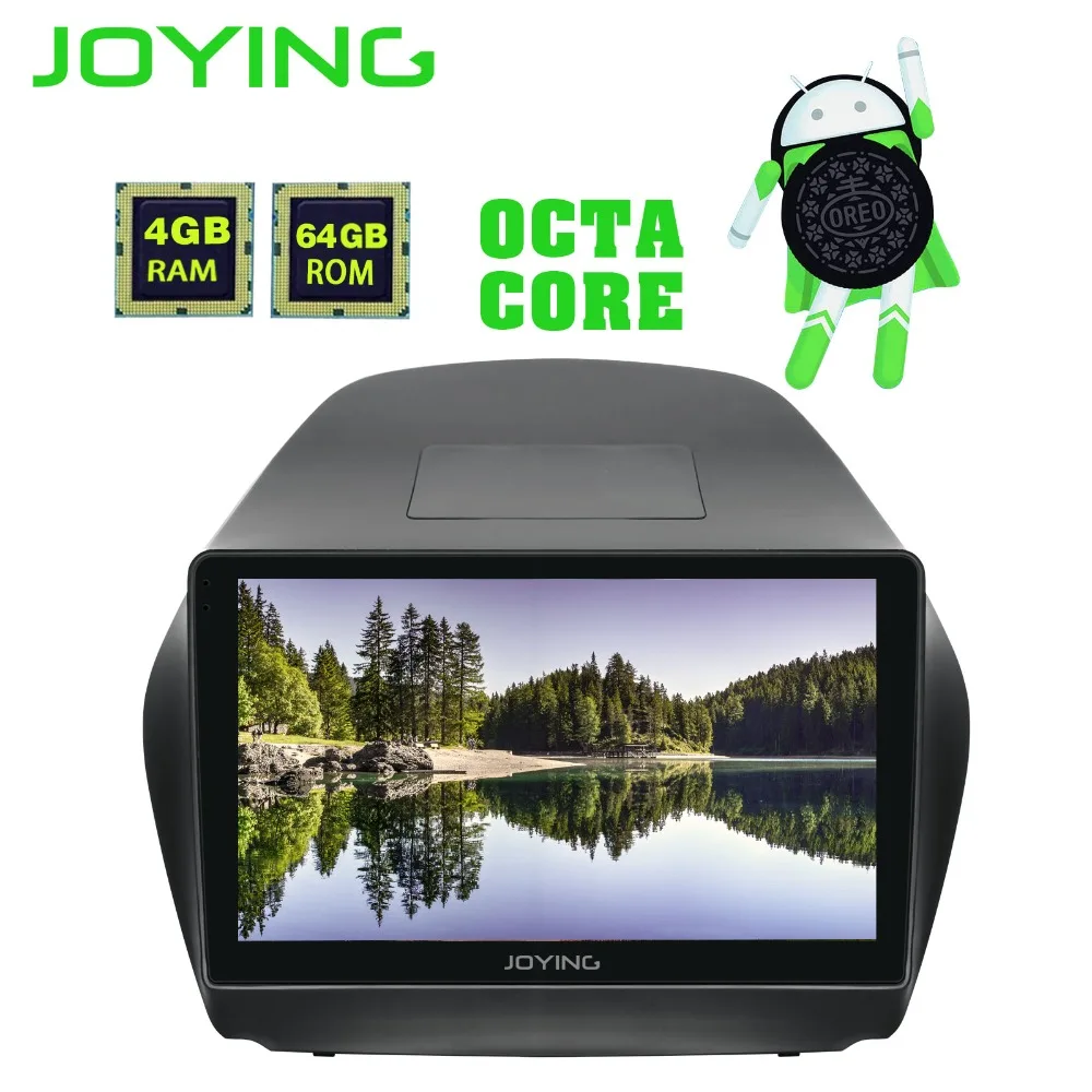 Discount JOYING Octa Core Android 8.1 4+64GB GPS Stereo DVD Radio HD Player for Hyundai TUCSON IX35 2009-2015 with Carplay WiFi Bluetooth 4