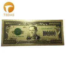 10pcs/set 24K Gold Banknote American $100.000 Gold Foil Banknotes Souvenir Replica Bills Free Shipping