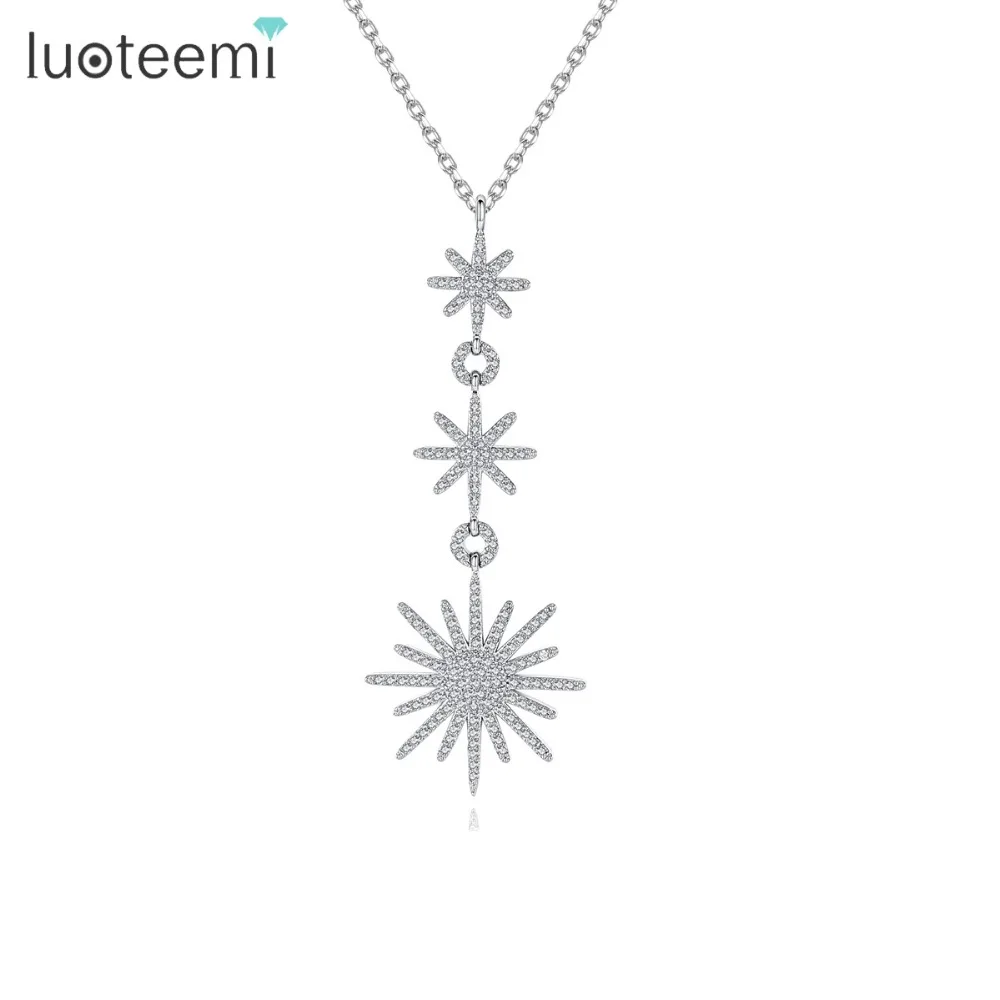 

LUOTEEMI Brand New Delicate Wedding Jewelry Micro Paved Shining CZ Elegant Pendant White Gold Color Girl Party Accessories
