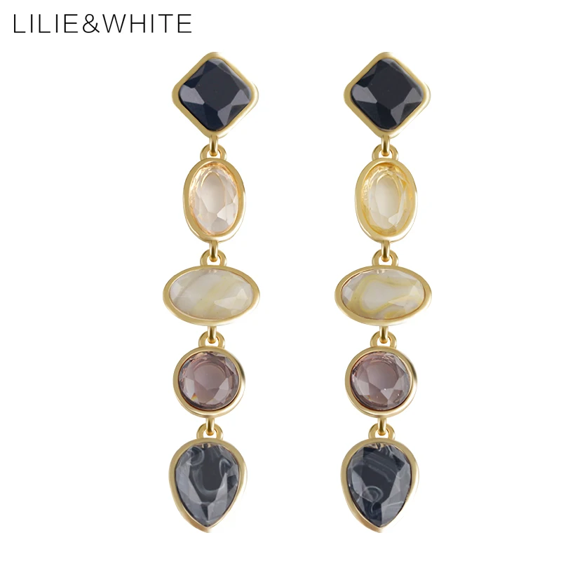 LILIE&WHITE Multicolor Geometric Resin Linear Drop Earrings For Women