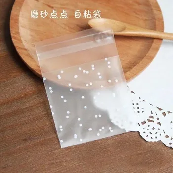

100Pcs/lot 7X7cm White Dots Transparent Frosted OPP Plastic Gift Bag Wedding Party Birthday Food Cookie Candy Packaging Bags 7Z