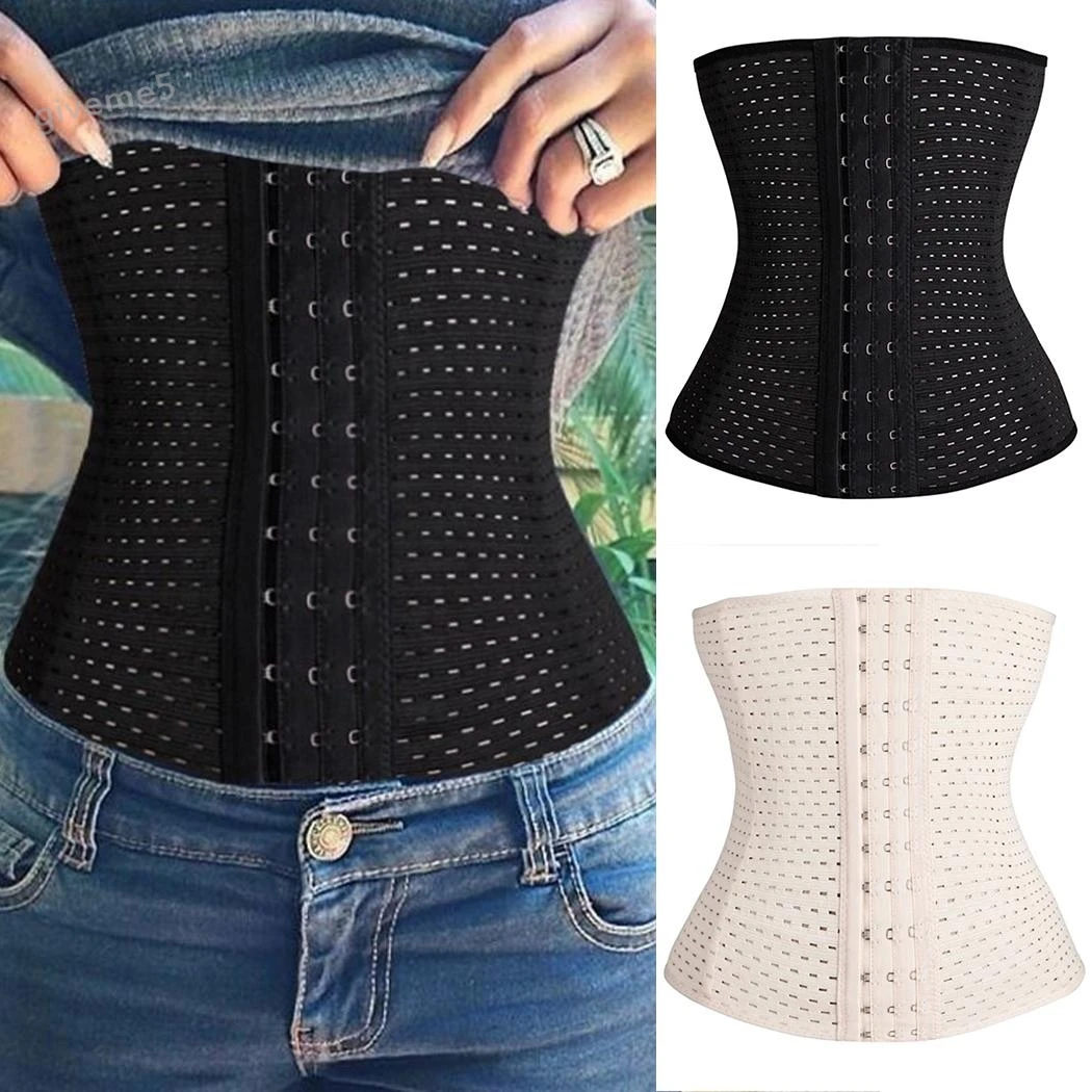 Women Fashion Waist Cinchers Elastic Corset Black/Apricot Underbust