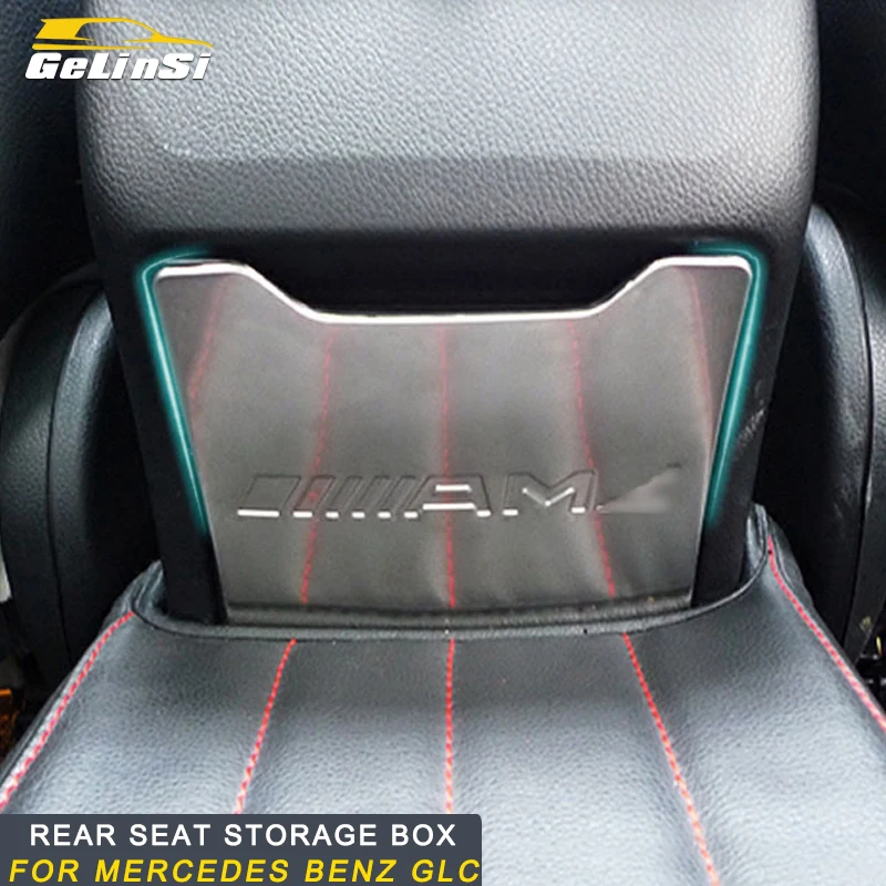 

Gelinsi For Mercedes Benz GLC 2016 Car Styling Rear Seat Storage Box Case Cover Frame Trim Sticker Interior Accessories