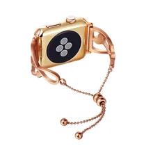 Ремешок для часов apple watch серии 1, 2, 3, 4 из нержавеющей стали, ремешок для apple watch 40 мм/38 мм/44 мм, розовое золото