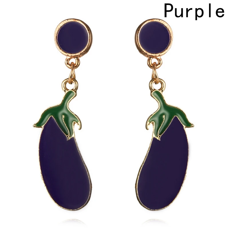 2018 Vegetable Eggplant Earrings Purple Fashion Eggplant Earrings Lovely Drop Earrings For Women