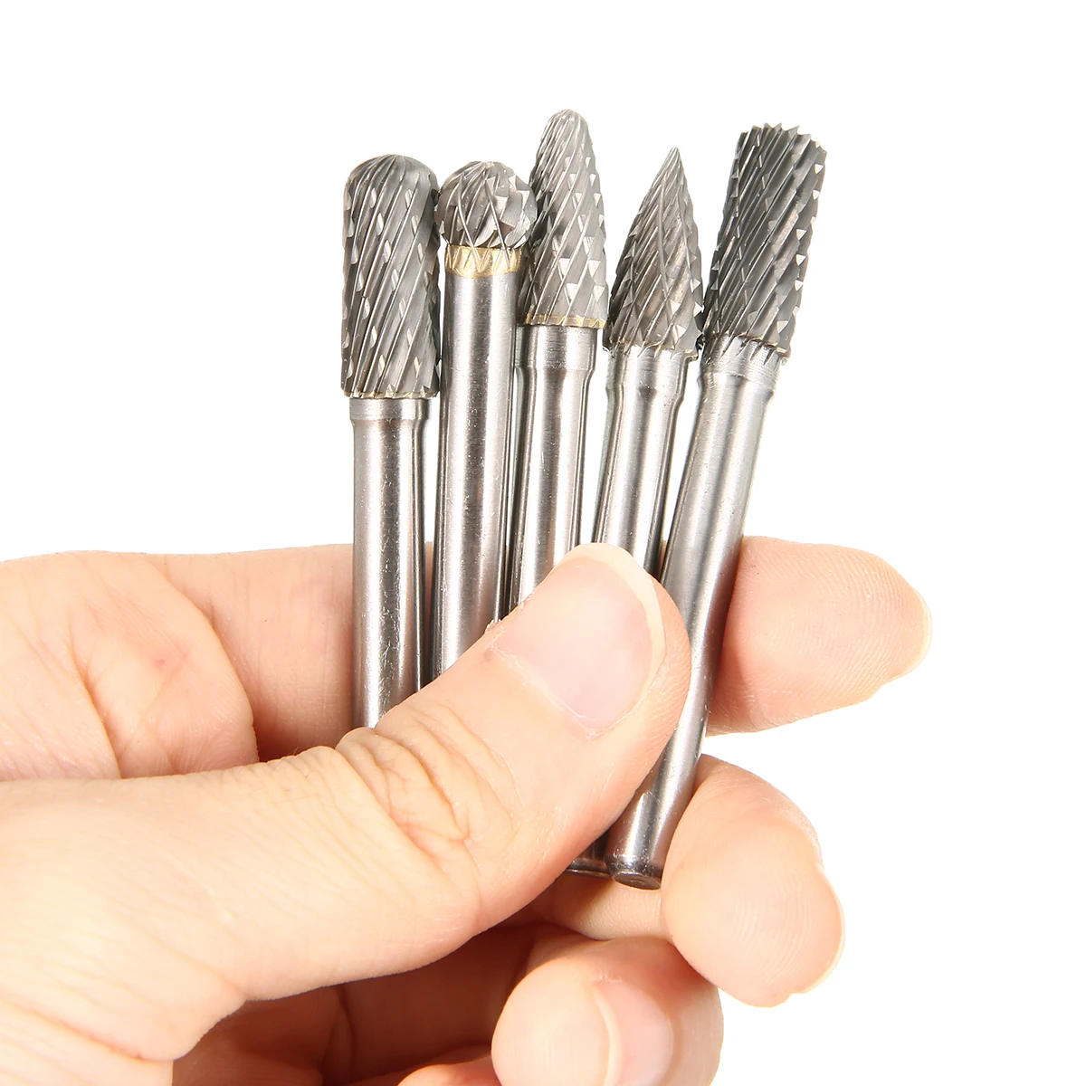 5pcs Carbide Burrs Rotary File Cutting Burs 6mm Shank Bits Tungsten Carbide Double Grain 8mm Rotary Point Burrs Die Grinder