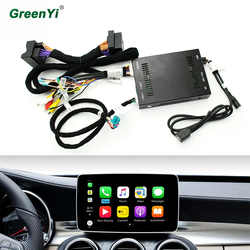 GreenYi Новый IOS Mirrorlink автомобиль Apple Airplay Android автоматическая коробка для 15 17 Mercedes Benz A