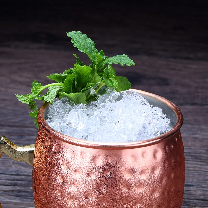 18OZ Stainless Steel Moscow Mule Mug Modern Cocktail Glasses Beer Mugs Drum Copper Plated Coffee Cups Drinkware Bar Supplies (5)