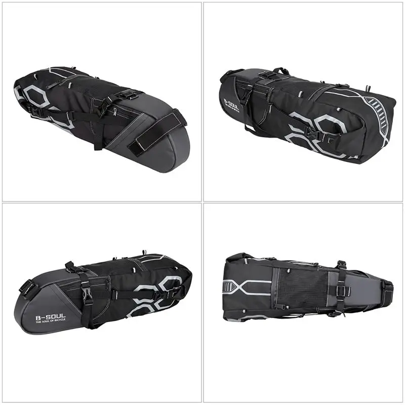 Sale B-SOUL 10L Bike Bag Bike Rear Seat Bag Bicycle Tool Storage Pouch Cycling Saddle Tail Packs Bike Storage Bag for casco ciclism 6