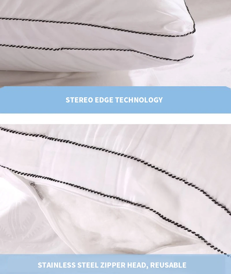 48*74cm 1pcs High Elastic Feather Velvet Pillow 3D White Elegance Health Core Hotel Bedding Feather Pillow Home Textile