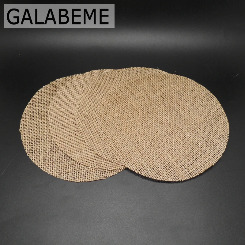 Galabeme 20 шт 15 см круговой джутовый коврик для чашки мешковины серебрянный поднос