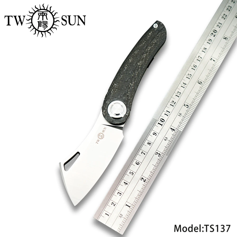 

TWOSUN knives d2 blade folding Pocket Knife Camping knives tactical hunting knife outdoor tool EDC TC4 Titanium Fast Open TS137