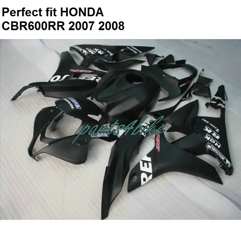 Бесплатный комплект обтекателей на заказ для Honda CBR 600RR 2007 2008 черные Обтекатели